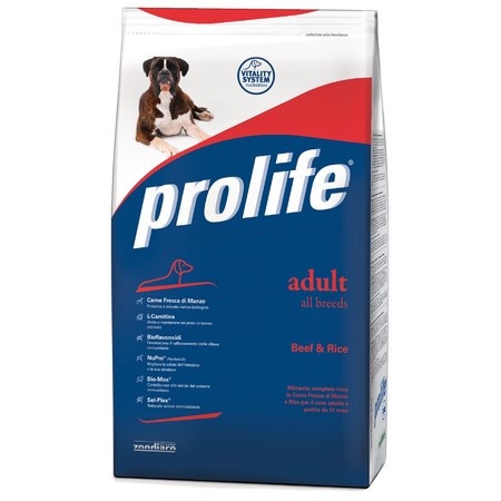 Prolife Dog Adult сухой корм для собак с говядиной и рисом - 800 г фото 1