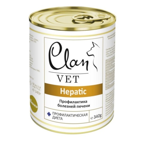 Clan Vet Hepatic диетический влажный корм для собак для профилактики болезней печени в консервах - 340 г фото 1