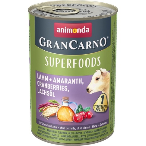 Animonda Gran Carno Superfoods влажный корм c ягненком, амарантом, клюквой и лососевым маслом для взрослых собак - 400 г фото 1