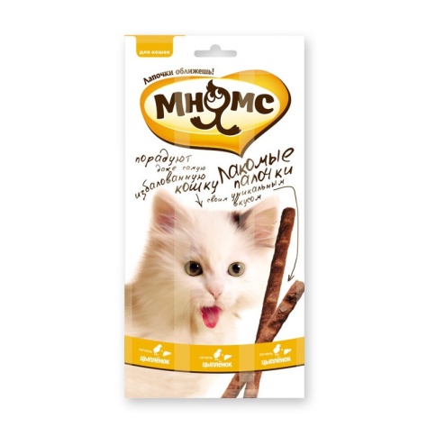 Мнямс лакомые палочки Цыпленок с печенью 13,5 см для кошек - 5 г х 3 шт фото 2