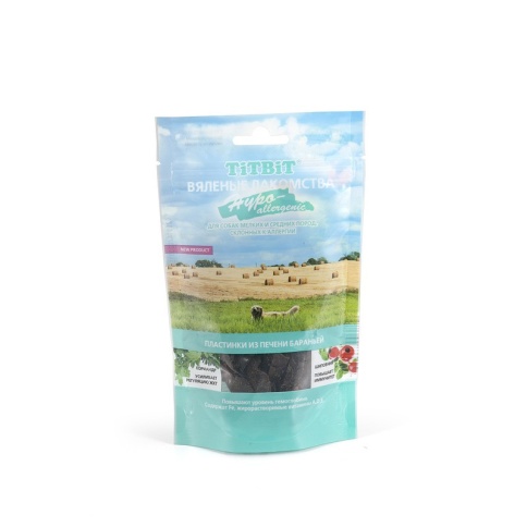 Titbit вяленые лакомства пластинки из печени бараньей Hypoallergenic 60 г фото 2