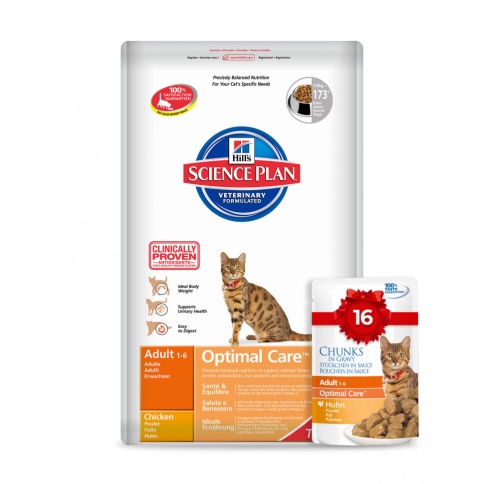 Hill's Science Plan Optimal Care корм для кошек от 1 до 6 лет курица 10 кг фото 1