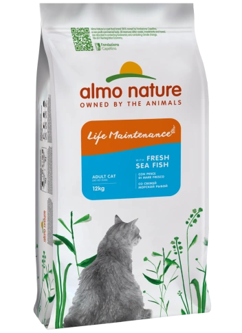 Сухой корм Almo Nature для взрослых кошек со свежей морской рыбой и коричневым рисом, 12 кг фото 1