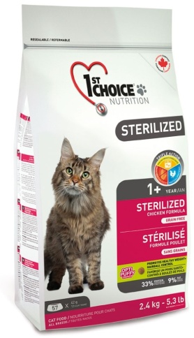 1st Choice Sterilized для кошек с курицей и бататом - 2,4 кг фото 1