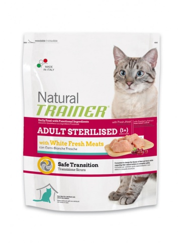 TRAINER Natural Adult cat Sterilised White Fresh Meats dry 1.5 кг фото 1