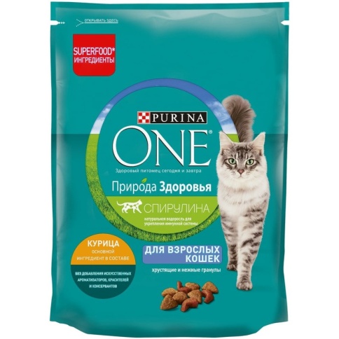Сухой корм Purina One Природа Здоровья для взрослых кошек с курицей - 180 г фото 1