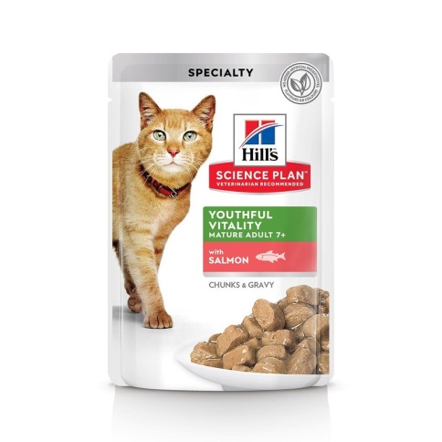 Влажный корм Hill's Science Plan Youthful Vitality для пожилых кошек (7+) для поддержания активности и жизненной энергии, пауч с лососем - 85 г фото 2