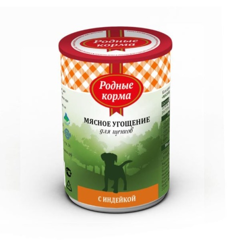 Родные корма Мясное угощение с Индейкой консервы для щенков 340 г фото 1