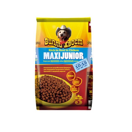 Вилли Хвост сухой корм для щенков крупных пород - 3 кг фото 1