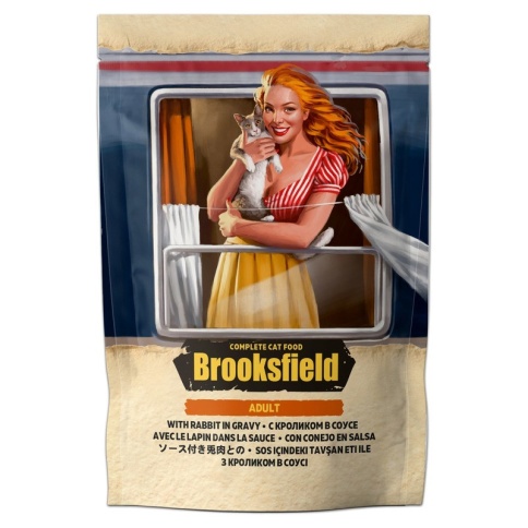 Влажный корм Brooksfield Adult Cat для взрослых кошек с кроликом в соусе в паучах - 85 г фото 1