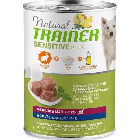 Trainer Natural Sensitive Plus влажный корм для собак средних и крупных пород с кроликом и рисом - 400 г фото 1