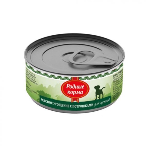 Родные корма Мясное угощение с Потрошками консервы для щенков 100 г фото 1