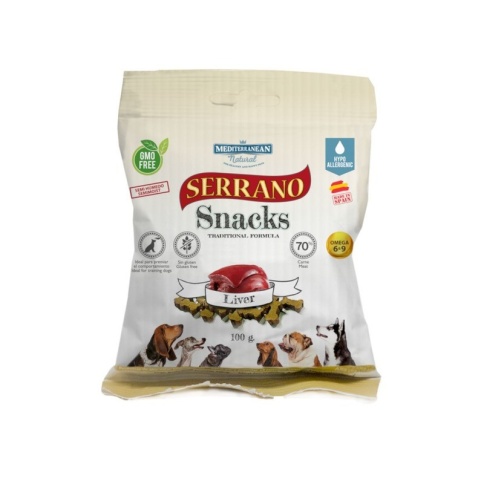 Serrano Snacks лакомство для собак с высокой активностью, снеки с печенью - 100 г фото 1