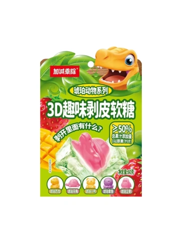 Конфеты желейные с фруктовым соком ДИНОЗАВРЫ ( КЛУБНИКИ, МАНГО, ВИНОГРАДА, ЯБЛОКА) 60г фото 1