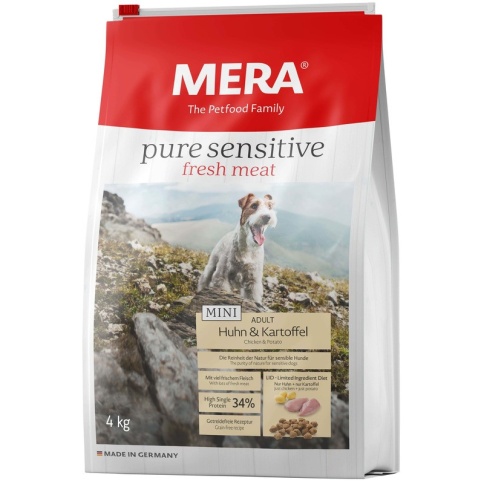 Сухой корм Mera Pure Sensitive Mini Adult Huhn & Kartoffel High Protein для взрослых собак мелких пород с курицей и картофелем 4 кг фото 1