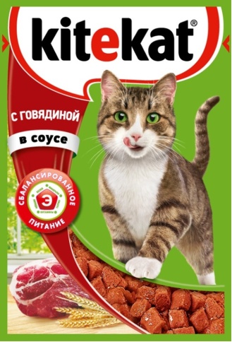 Kitekat корм для кошек в паучах с Говядиной в соусе 85 г фото 1