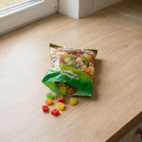 Папайя ECONUTS Кубики 8-10 мм. Цукаты. Микс 100г фото 1