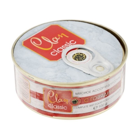 Clan Classic влажный корм для кошек мясное ассорти с говядиной в консервах - 100 г фото 1