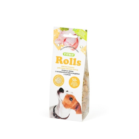 Titbit печенье Rolls мини с начинкой из мяса индейки и сыра (100г) фото 2