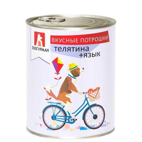 Влажный корм Зоогурман для взрослых собак средних и крупных пород с телятиной и языком - 750 г фото 1