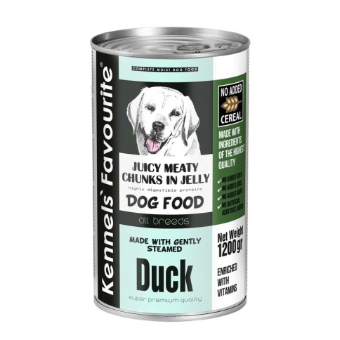 Влажный корм Kennels` Favourite Canned Food Duck для взрослых собак всех пород с кусочками утки в желе - 1,2 кг фото 1