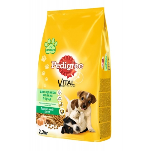 Pedigree сухой корм для щенков мелких пород с 2 месяцев с курицей - 2,2 кг фото 2