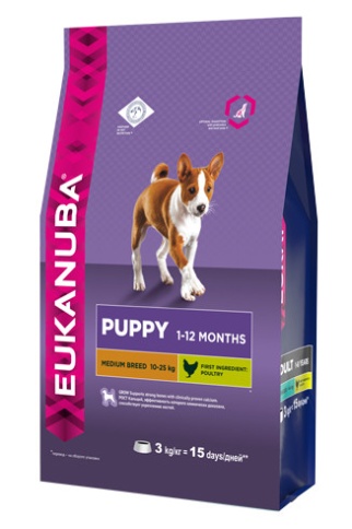 Eukanuba сухой корм для щенков средних пород с курицей - 3 кг фото 1