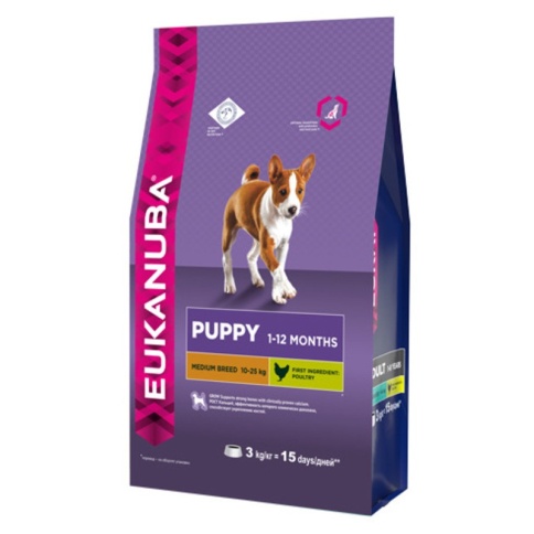 Eukanuba сухой корм для щенков средних пород с курицей - 3 кг фото 2