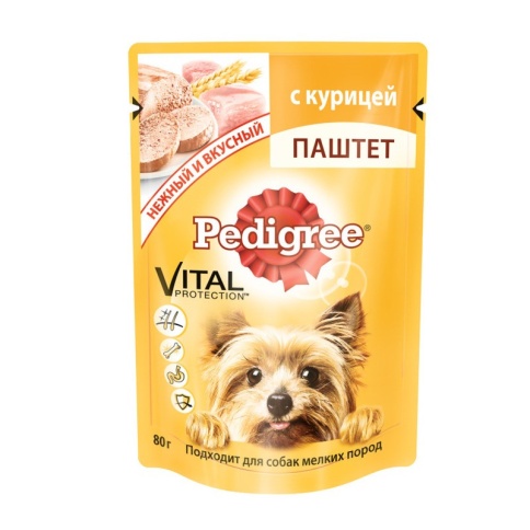 Pedigree паштет с курицей для взрослых собак маленьких пород в паучах - 80 г фото 2
