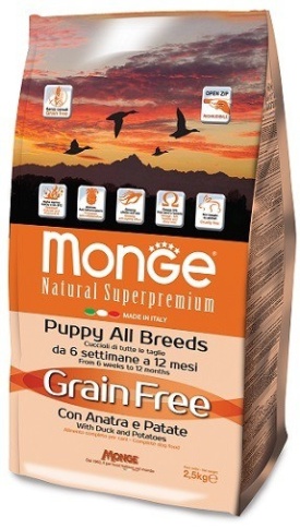 Monge Dog GRAIN FREE беззерновой корм для щенков с уткой и картофелем 2,5 кг фото 1