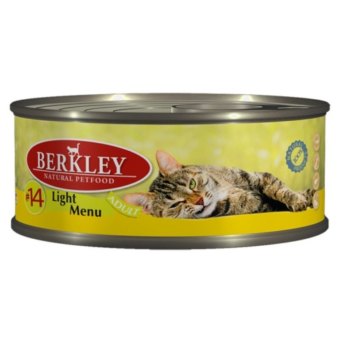 Berkley Adult Cat Light Menu № 14 паштет для взрослых кошек с натуральной телятиной и мясо кролика с пониженным содержанием жира - 100 г фото 2