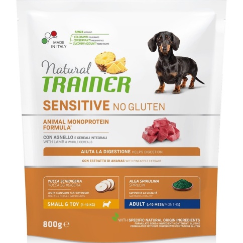 Trainer Natural Sensitive сухой корм для взрослых собак мелких пород без глютена с ягненком - 800 г фото 1