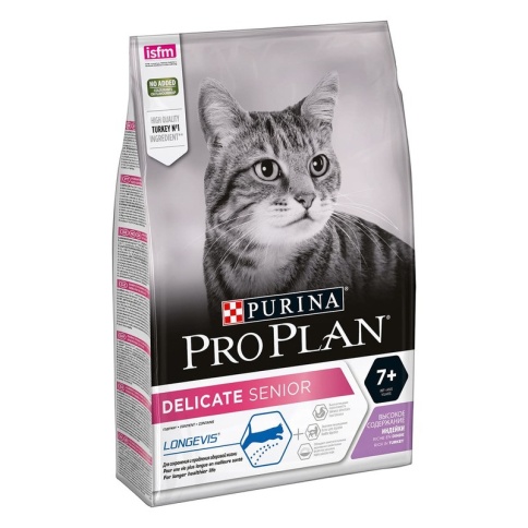 Сухой корм Purina Pro Plan Delicate Senior для кошек старше 7 лет с чувствительным пищеварением с индейкой - 3 кг фото 1