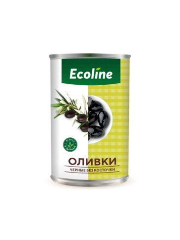 Оливки черные без косточки «Ecoline» new, ж/б 280 г, Испания (12) фото 1