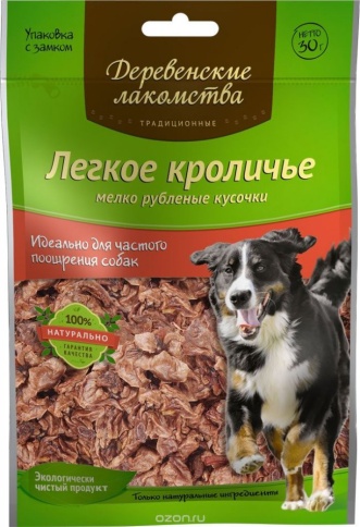 ДЕРЕВЕНСКИЕ ЛАКОМСТВА "Традиционные" Легкое кроличье мелко рубленые кусочки для собак 30 гр фото 1
