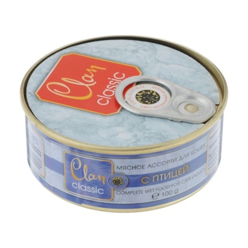 Clan Classic влажный корм для кошек мясное ассорти с птицей в консервах - 100 г фото 1