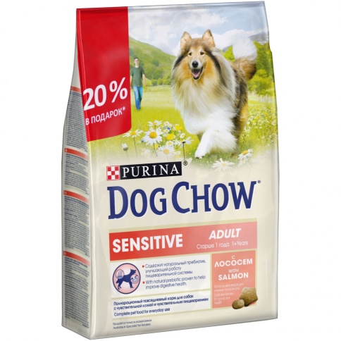 Purina Dog Chow Sensitive сухой корм для взрослых собак с чувствительным пищеварением с лососем - 2.5 кг фото 1
