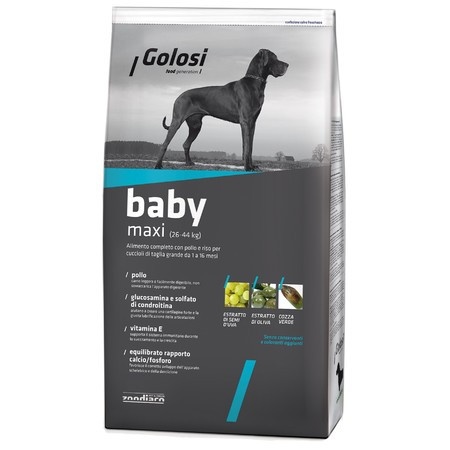Golosi Dog Baby Maxi сухой корм для щенков крупных и гигантских пород с курицей и рисом - 12 кг фото 1