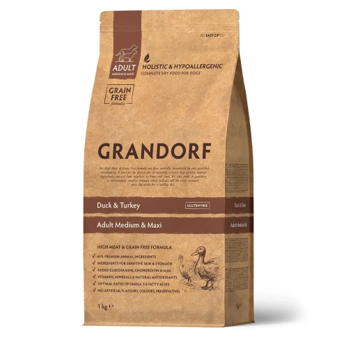 Сухой корм Grandorf Holistic утка с индейкой для взрослых собак средних и крупных пород, 1 кг фото 1