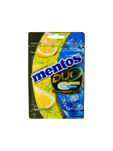 Драже жевательные "MENTOS DUO (ДУО)" со вкусом цитрусового лимонада/ Mentos Duo Sour Lemon Soda, 45г_ 16х10шт фото 1