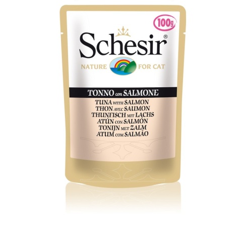 Schesir для кошек в паучах с тунцом и лососем - 100 г фото 2