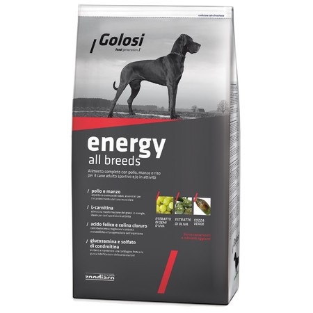 Golosi Dog Adult Energy сухой корм для активных и/или спортивных собак с курицей, говядиной и рисом - 3 кг фото 1