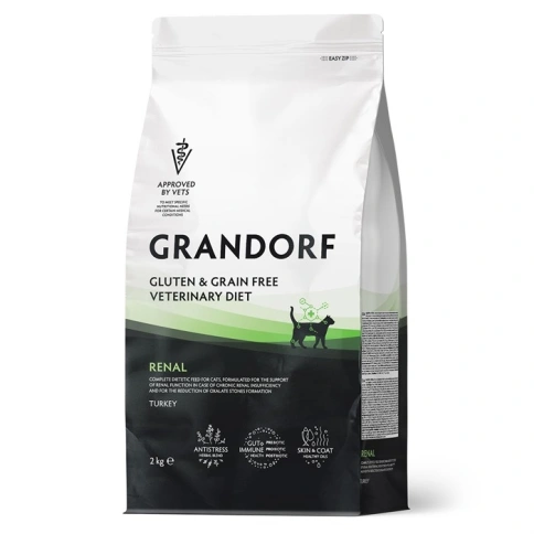 Сухой корм Grandorf Veterinary Diet Renal индейка для кошек для поддержки функций почек, 2 кг фото 1