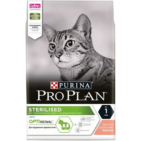 Pro Plan Cat Adult Sterilised OPTI-RENAL сухой корм для стерилизованных кошек с лососем - 1,5 кг фото 1