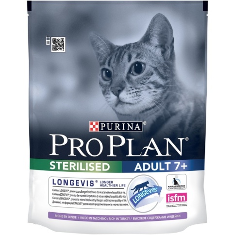 Cухой корм Pro Plan Cat Senior 7+ Sterilised Longevis для стерилизованных кошек старше 7 лет с индейкой - 400 г фото 1