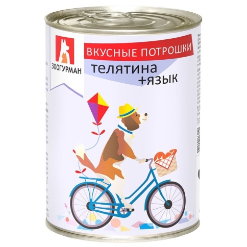 Влажный корм Зоогурман для взрослых собак средних и крупных пород с телятиной и языком - 350 г фото 1