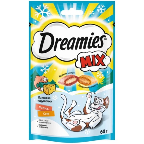 Dreamies лакомство для взрослых кошек с лососем и сыром - 60 г фото 1