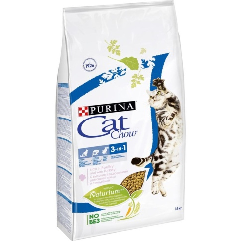 Purina Cat Chow Feline 3 in 1 для кошек с формулой тройного действия - 15 кг фото 2