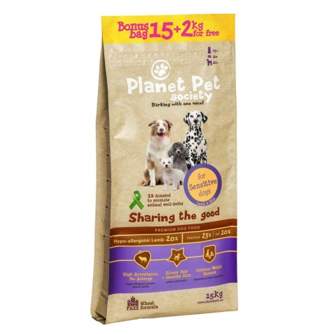 Planet Pet Lamb & Rice For Sensitive Dogs сухой корм для собак с чувствительным пищеварением с ягненком и рисом - Бонус мешок 15 + 2 кг фото 1