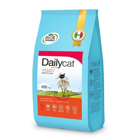 Dailycat Grain Free Adult сухой беззерновой корм для взрослых кошек с индейкой - 400 г фото 1